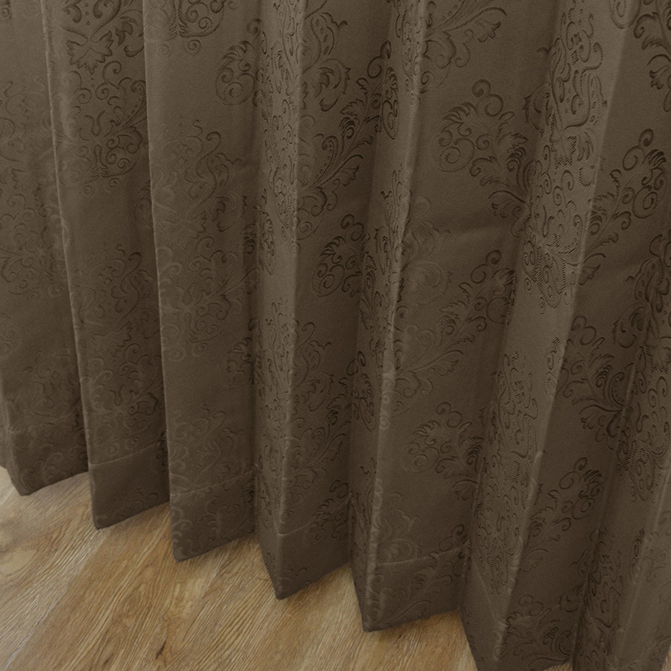 クラシカルなオーナメント柄のジャガード織2級遮光カーテン　オルセ