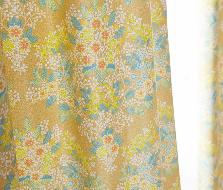 【2級遮光カーテン】ブーケの花びらが可愛らしい北欧テイストのクラシカル模様　ミックスブーケ