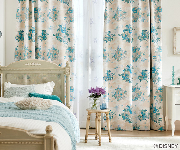 ディズニーカーテン　2級遮光カーテン　アイスブルーム〔プリンセス〕（D-1196)
